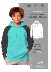 střih na dětskou raglánovou mikinu