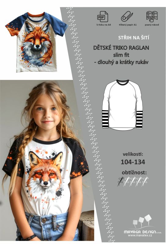 PDF střih - triko raglán sportovní slim fit Mavatex