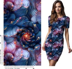 silky zlaté květy, silky tisk, látka kytky mavaga design