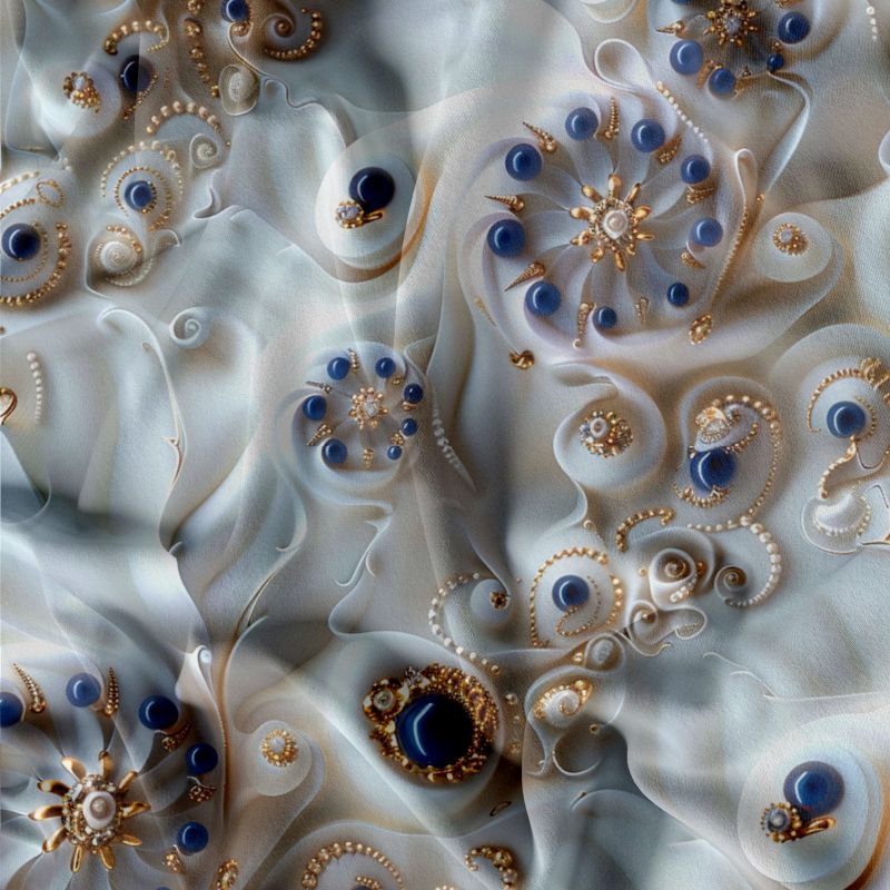 silky zlaté květy, silky tisk, látka kytky mavaga design