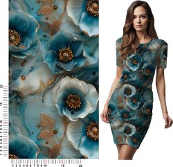 silky zlaté květy, silky tisk, látka kytky mavaga design