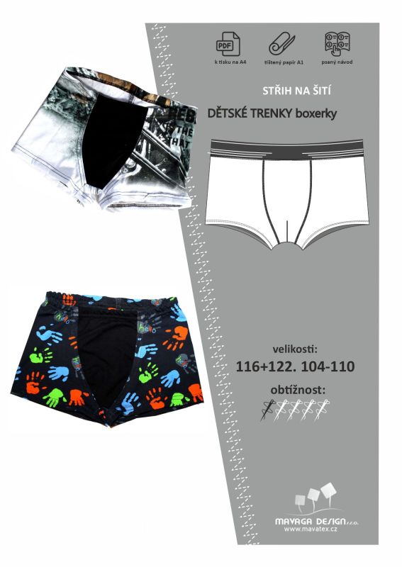 Trenky- boxerky -střih na ušití trenek Mavatex