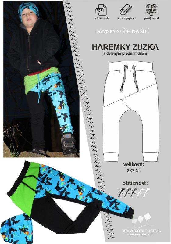 Elektronický střih - Dámské haremky dělené ZUZKA Mavatex