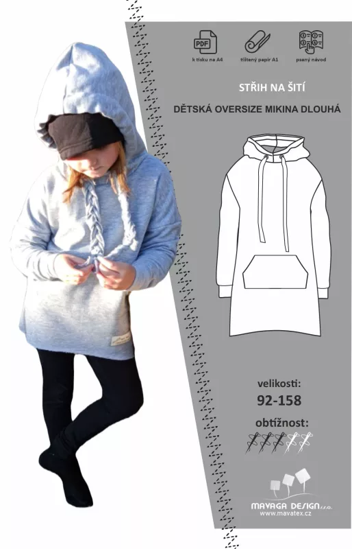 Elektronický střih -DĚTSKÁ OVERSIZE MIKINA Mavatex