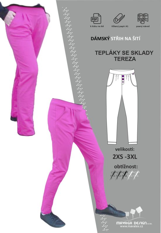 Papírový střih -Dámské tepláky se sklady- TEREZA Mavatex