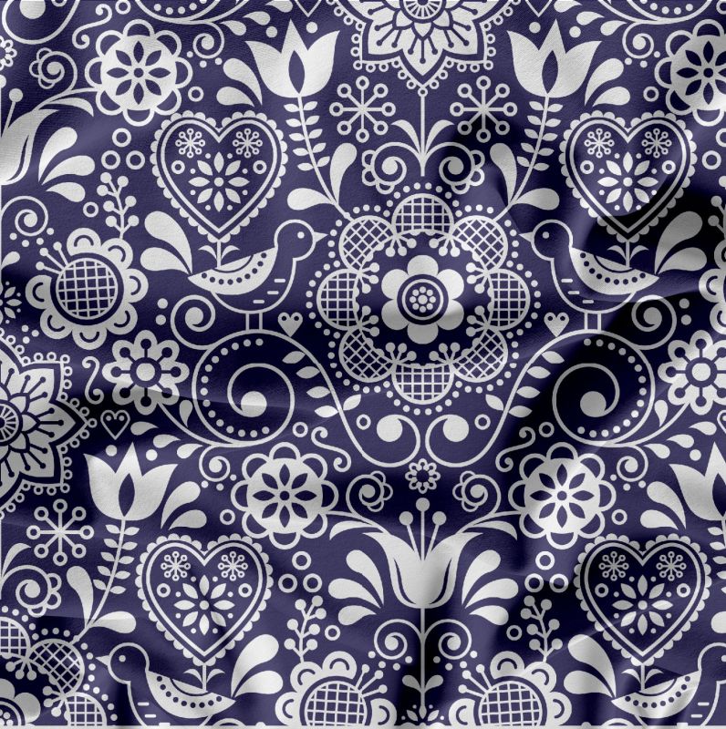Jednolícní úplet folklor ptáčkové -180 gsm- reaktive EU-úplety atest pro děti