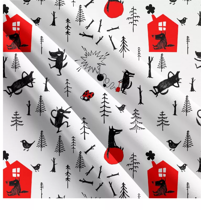 BERÁNEK Softshell červená karkulka na bílé -desén 592A mavaga design