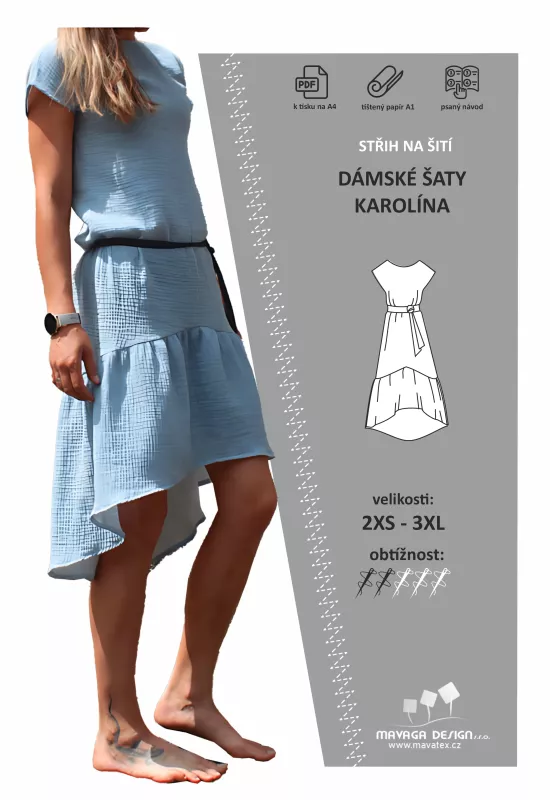 střih na jednoduché dámské letní šaty