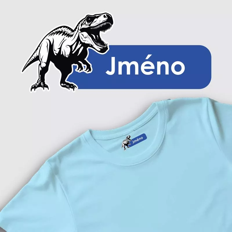 Nažehlovací jmenovky s dinosaurem - 20ks vyrobeno v EU