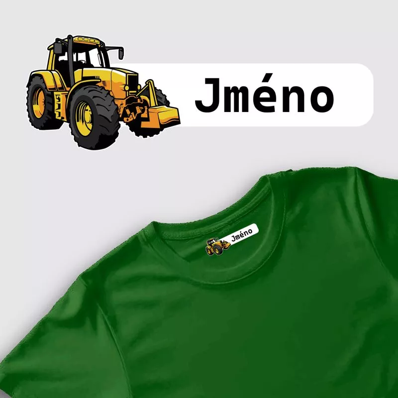 Nažehlovací jmenovky s bagrem - 20ks vyrobeno v EU
