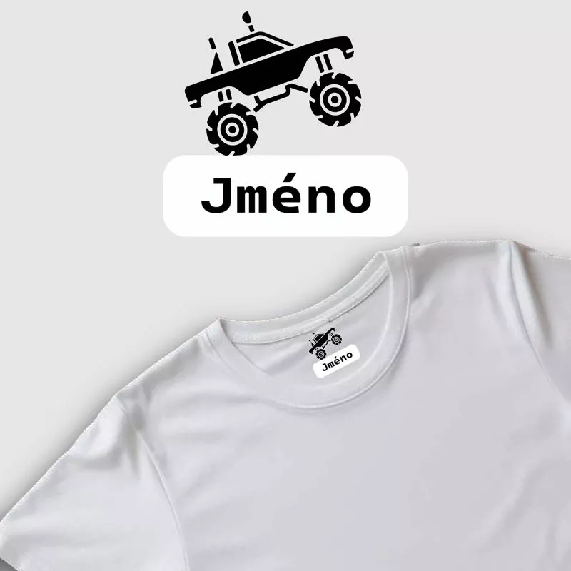 Nažehlovací jmenovky s autem - 20ks vyrobeno v EU