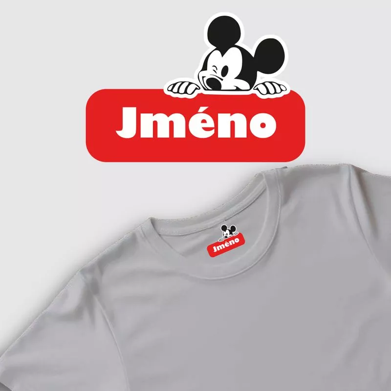 Nažehlovací jmenovky s myšákem - 20ks vyrobeno v EU