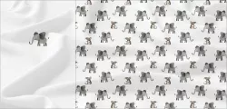 Panel na ušití dětského trika se sloníkem | BELA, Funkční úplet MILKY, GARZATO 200gsm- funkční úplet počesaný, Termo lycra počesaná, Softshell zimní 320 gsm, Softshell LETNÍ NEPRUŽNÝ, Kočárkovina, X-BAVLNĚNÝ SATÉN, X-BAVLNĚNÝ ÚPLET, X-BAVLNĚNÁ TEPLÁKOVINA, DOLOMITY--úplet /teplákovina počesaný