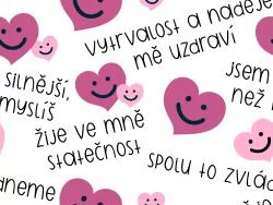 SAM1877A (Zdraví - motivační texty se srdíčky růžová - materiálové varianty)