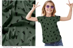Látka se stromečky na khaki - střih můžete položit obousměrně pro větší úsporu mavaga design minimalistický vzor stromy