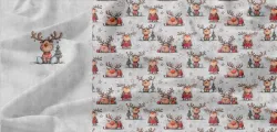 Panel na ušití dětského trika se sobíky | BELA, Funkční úplet MILKY, GARZATO 200gsm- funkční úplet počesaný, Termo lycra počesaná, Softshell zimní 320 gsm, Softshell LETNÍ NEPRUŽNÝ, Kočárkovina, X-BAVLNĚNÝ SATÉN, X-BAVLNĚNÝ ÚPLET, X-BAVLNĚNÁ TEPLÁKOVINA, DOLOMITY--úplet /teplákovina počesaný