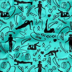 Sportovní látka s motivem fitness - tyrkysová mavaga design Sportovní látka s motivem fitness - tyrkysová mavaga design