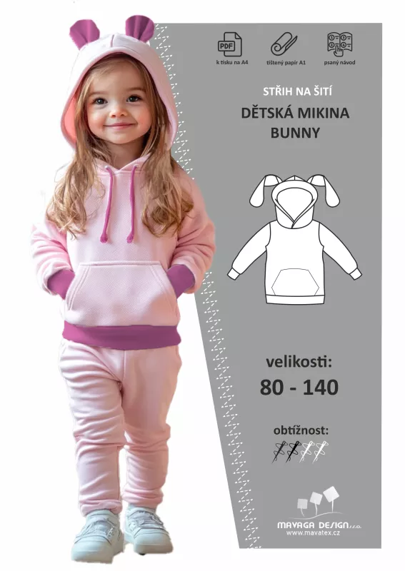 Střih na dětskou mikinu Bunny Mavatex