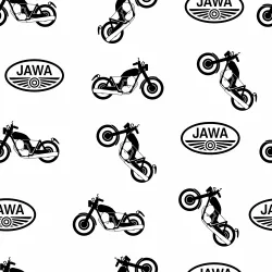 JAWA2A (JAWA LOGO a motorka bílá - materiálové varianty)