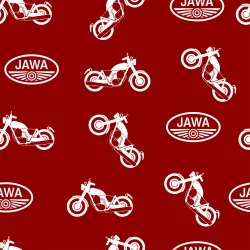 JAWA2B (JAWA LOGO a motorka červená- materiálové varianty)