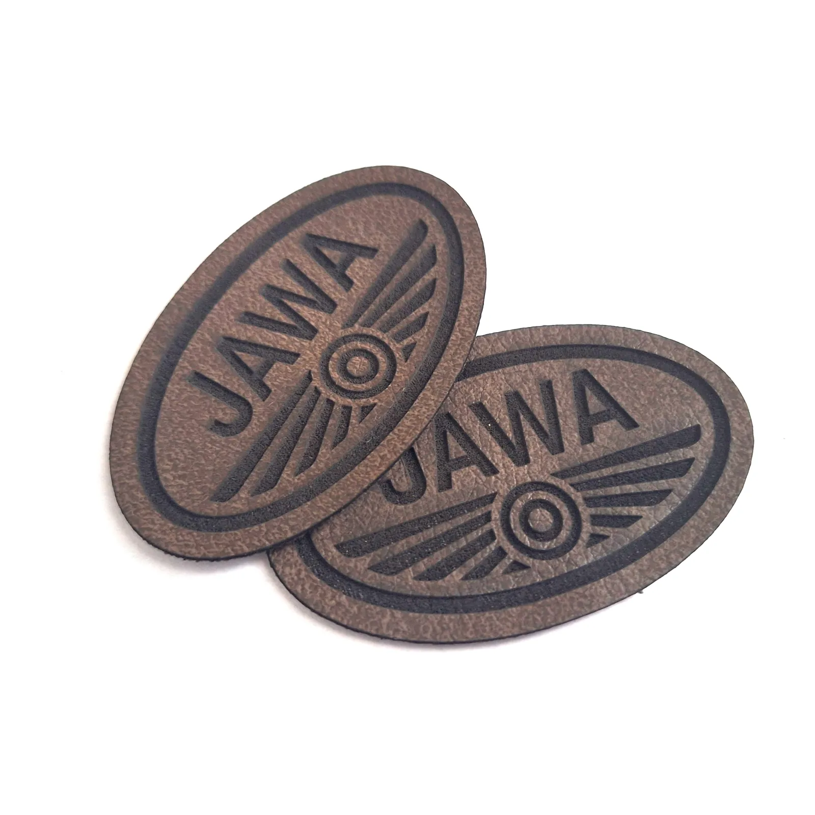 koženková nášivka logo JAWA hnědý vyrobeno v EU