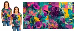 Dvojpanel na šití s tropickými květinami a leopardem | BELLA - 210 gsm, TORINO 140 gsm -funkční úplet, Funkční úplet MILKY, GARZATO 200gsm- funkční úplet počesaný, DOLOMOTY 250, Softshell zimní 320 gsm, Kočárkovina, X-BAVLNĚNÝ SATÉN, X-BAVLNĚNÝ ÚPLET, X-BAVLNĚNÁ TEPLÁKOVINA