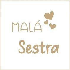 Koženkový štítek gravír - " MALÁ SÉGRA" -varianty - Malá sestra -slovenština světlá vyrobeno v EU