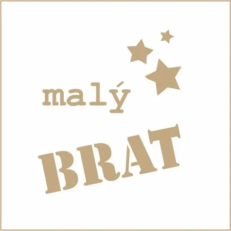 Koženkový štítek gravír - "malý brácha" -varianty - malý BRAT slovensky - světlý vyrobeno v EU