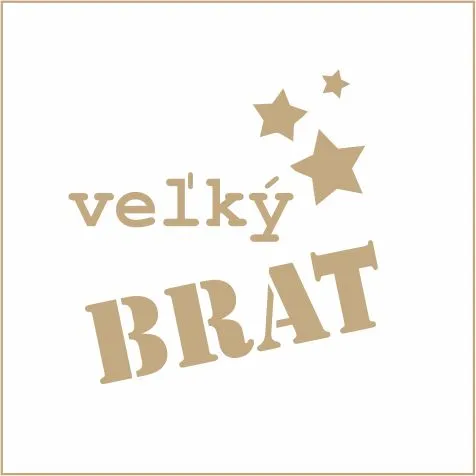 Koženkový štítek gravír - "velký brácha" -varianty - velký BRAT slovensky - světlý vyrobeno v EU