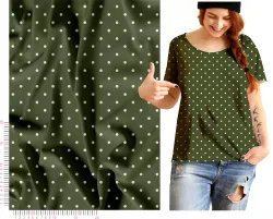 Bílý puntík 7mm Khaki - materiálové varianty | Bela- polyesterový úplet, Torino -úplet funkční, MILKY -úplet funkční, FERRA -úplet, LYCRA --úplet funkční, PUSH UP LYCRA/ plavkovina, Garzato- počesaný funkční úplet, Termo lycra počesaná, DOLOMITY -počesaný 250 gsm, Softshell zimní 320 gsm, Softshell LETNÍ NEPRUŽNÝ, Softshell ZIMNÍ PRUŽNÝ 220 gsm, Softshell letní pružný 220gsm, Softshell jarní 285 gsm, Softshell BERÁNEK, Kočárkovina, Micropeach -tkanina 100 % pes, Silver pružné plátno, SILKY, Venezie úplet, Satén úpletový Valentino  PES+el., Microplyš pružný