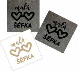 koženkový štítek | Malá šéfka - tmavý, Malá šéfka- světlý koženkový štítek | Malá šéfka - tmavý, Malá šéfka- světlý