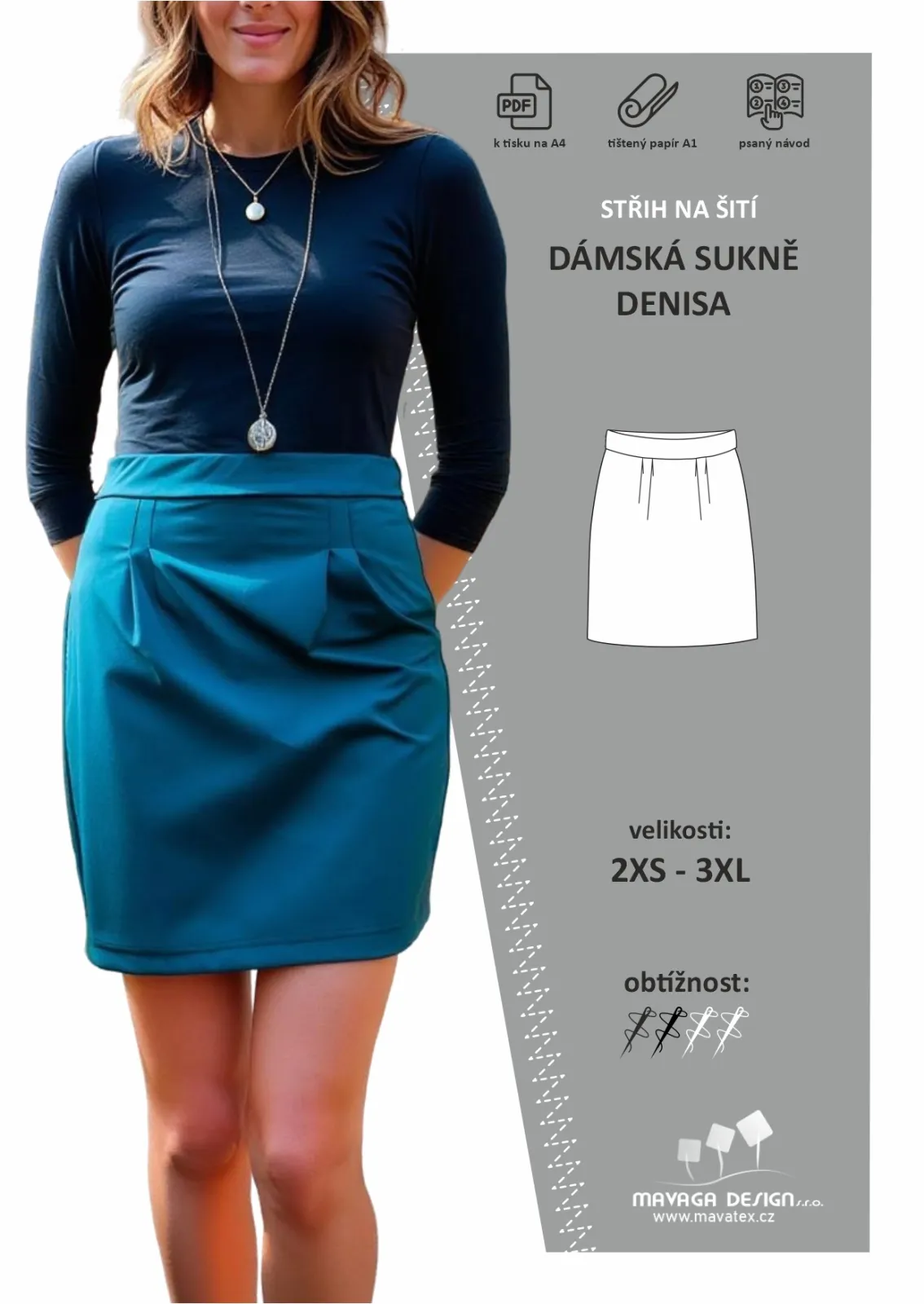 střih na dámskou sukni